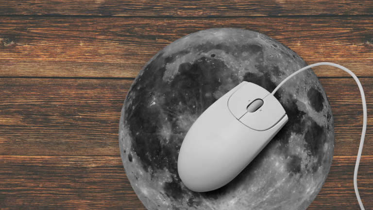 Mouse on a moon mousepad